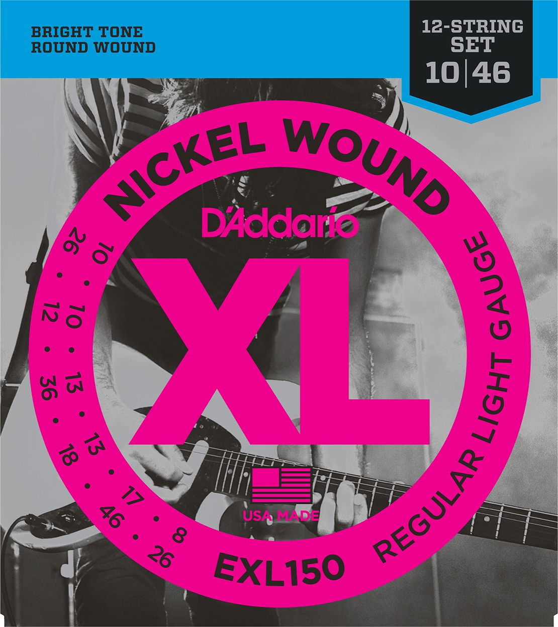 DADDARIO EXL150 Strängset Elgitarr Nickel Wound 010-046 (12-Strängset)